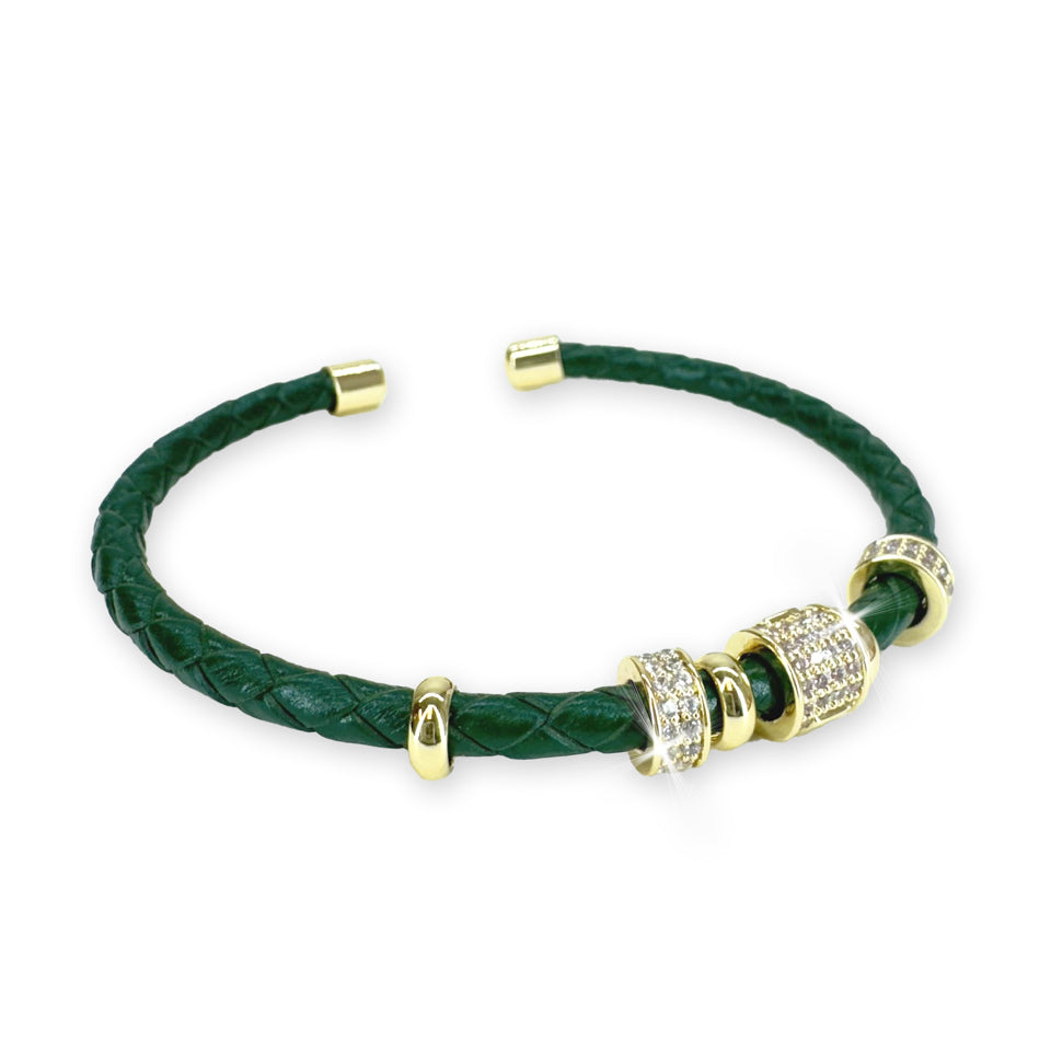 BRACELET BRAIDED FLEX BEAD GREEN