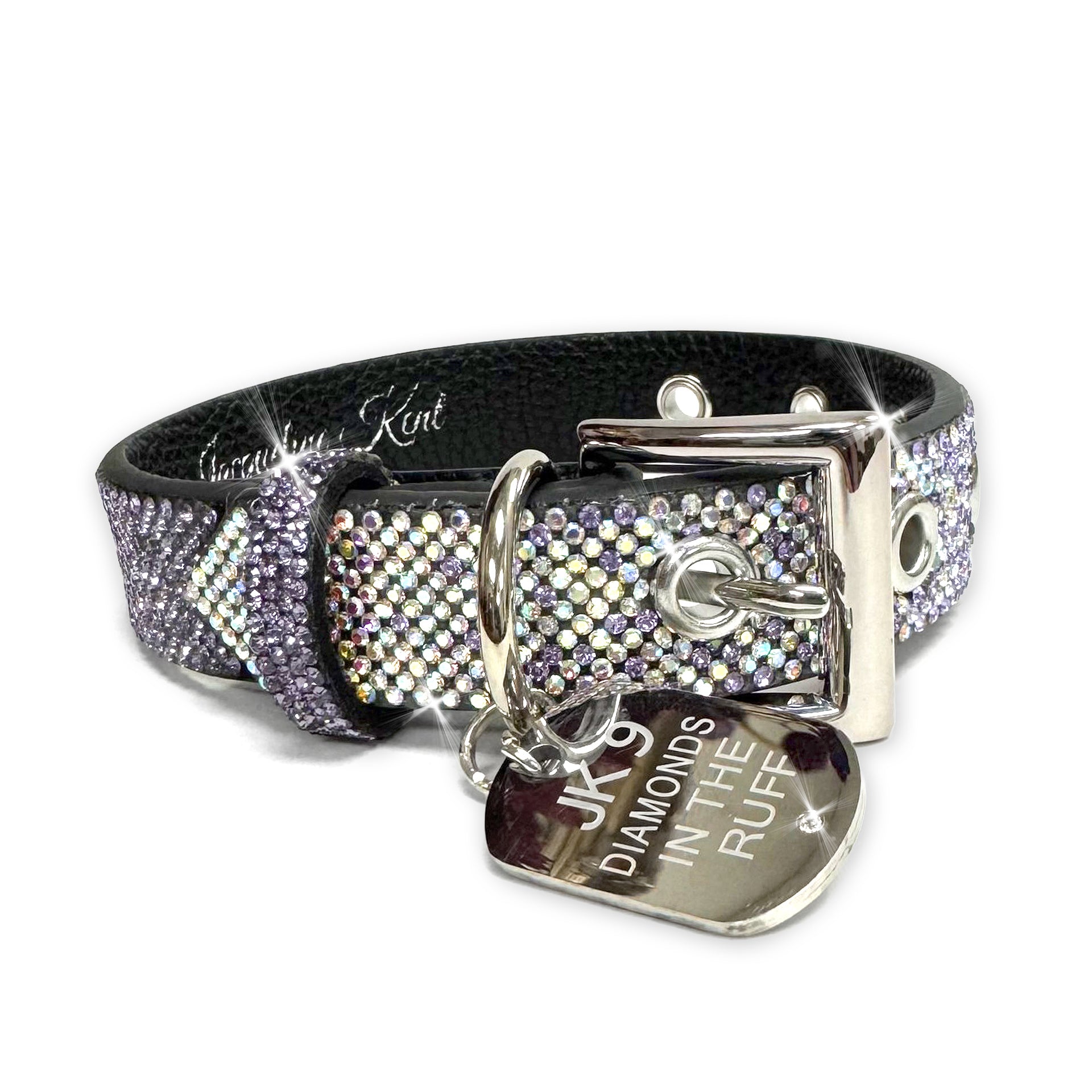 DIAMONDS IN THE RUFF PURPLE OMBRE DOG COLLAR SMALL