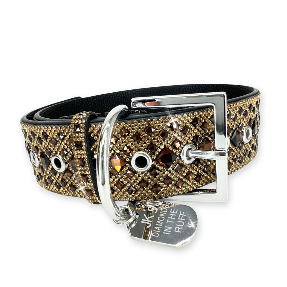 DIAMONDS IN THE RUFF DOG COLLAR CHOCOLATE DIAMOND LARGE