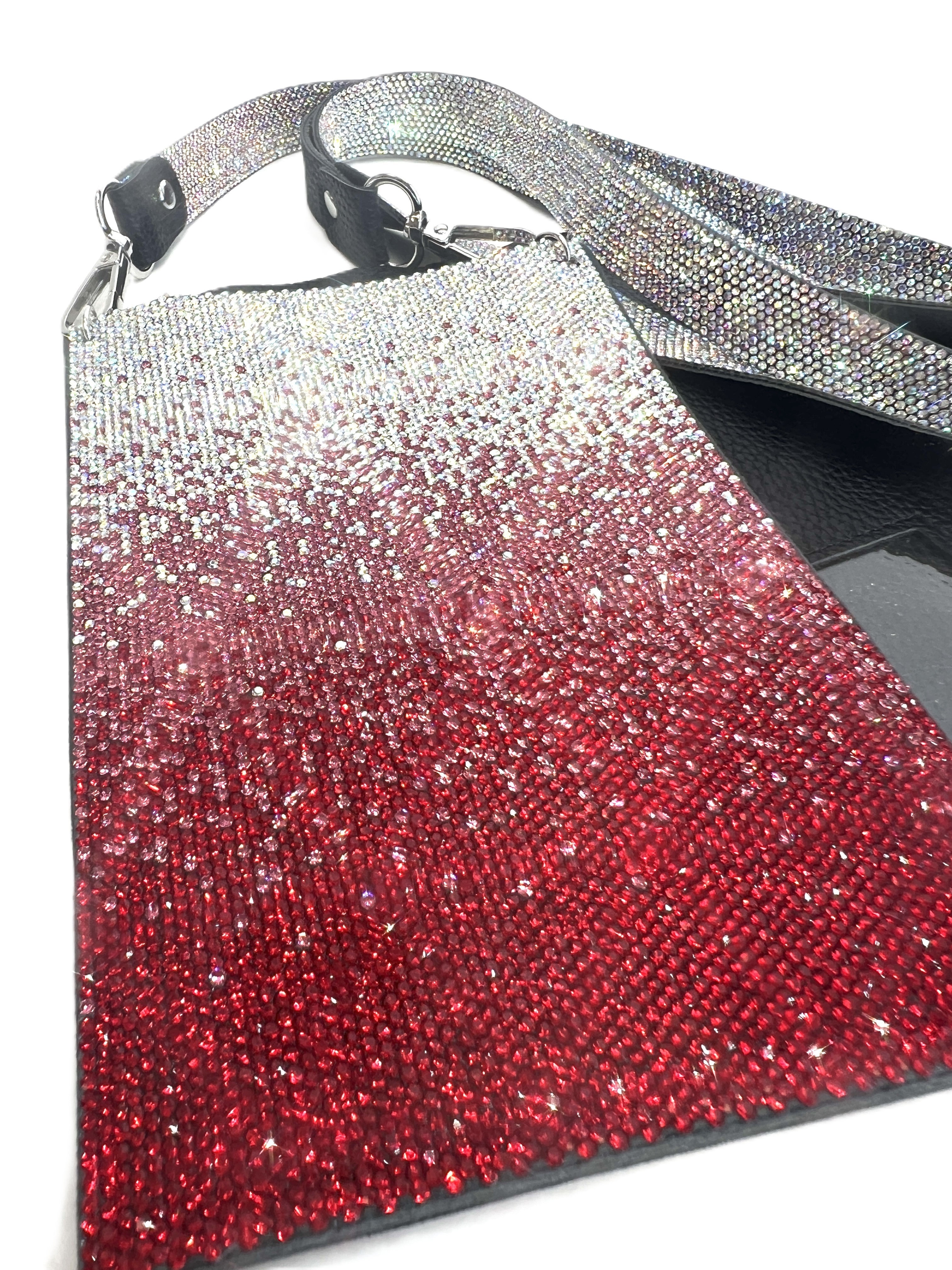 CELLPHONE PURSE RED SILVER OMBRE