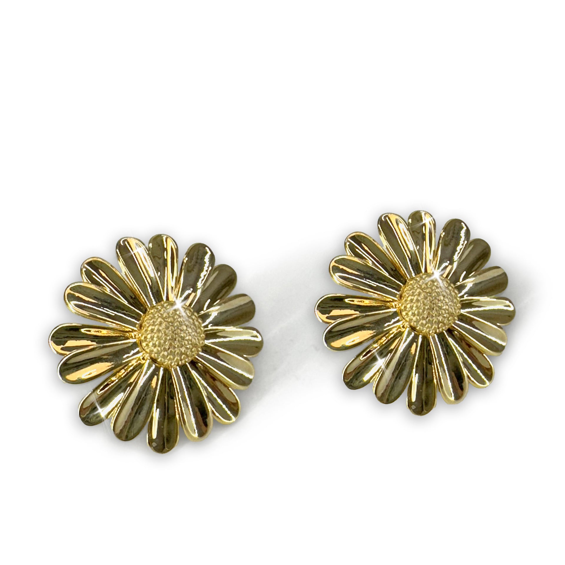 EARRING FLOWER DISC GOLD GLOSS