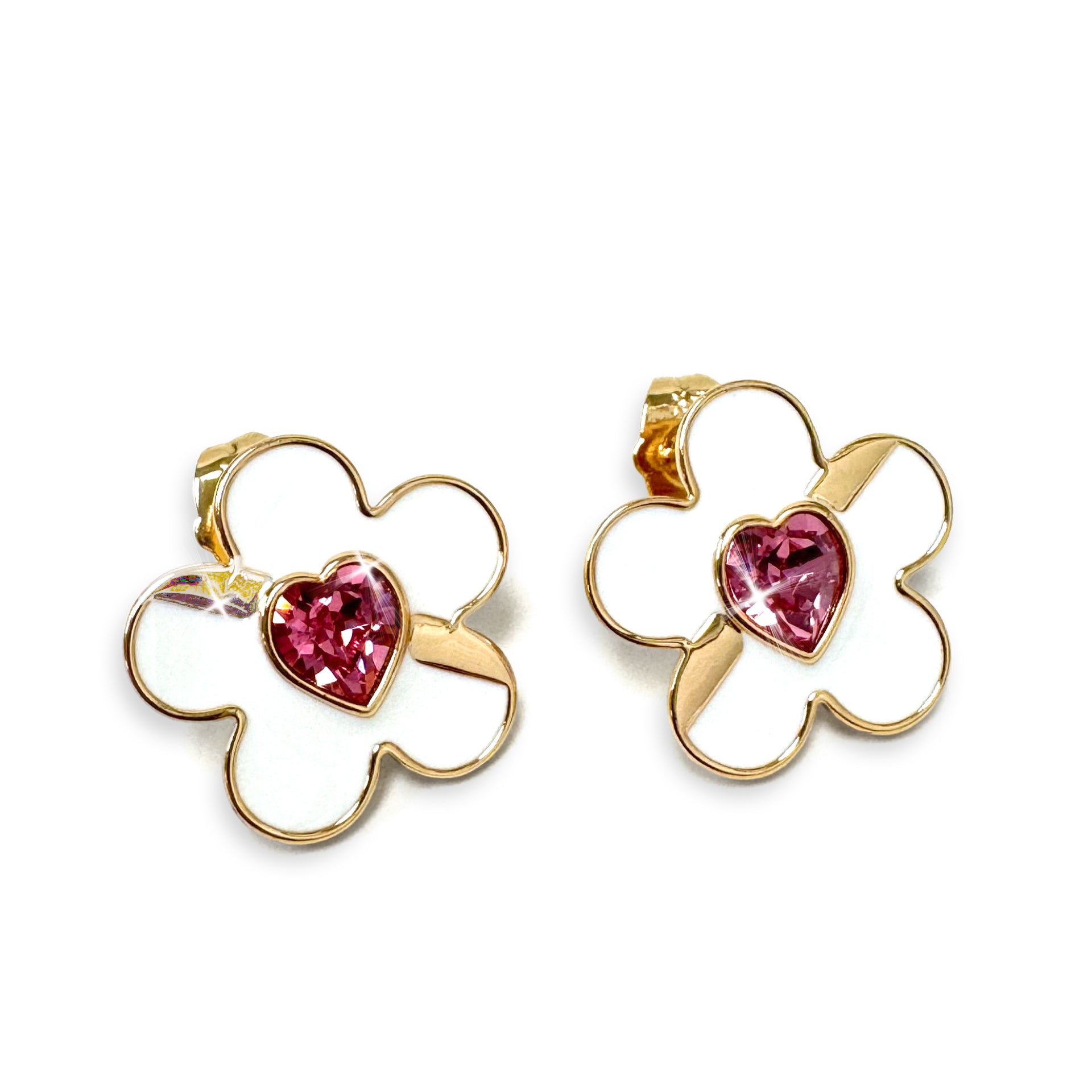 EARRING DAISY PINK CRYSTAL