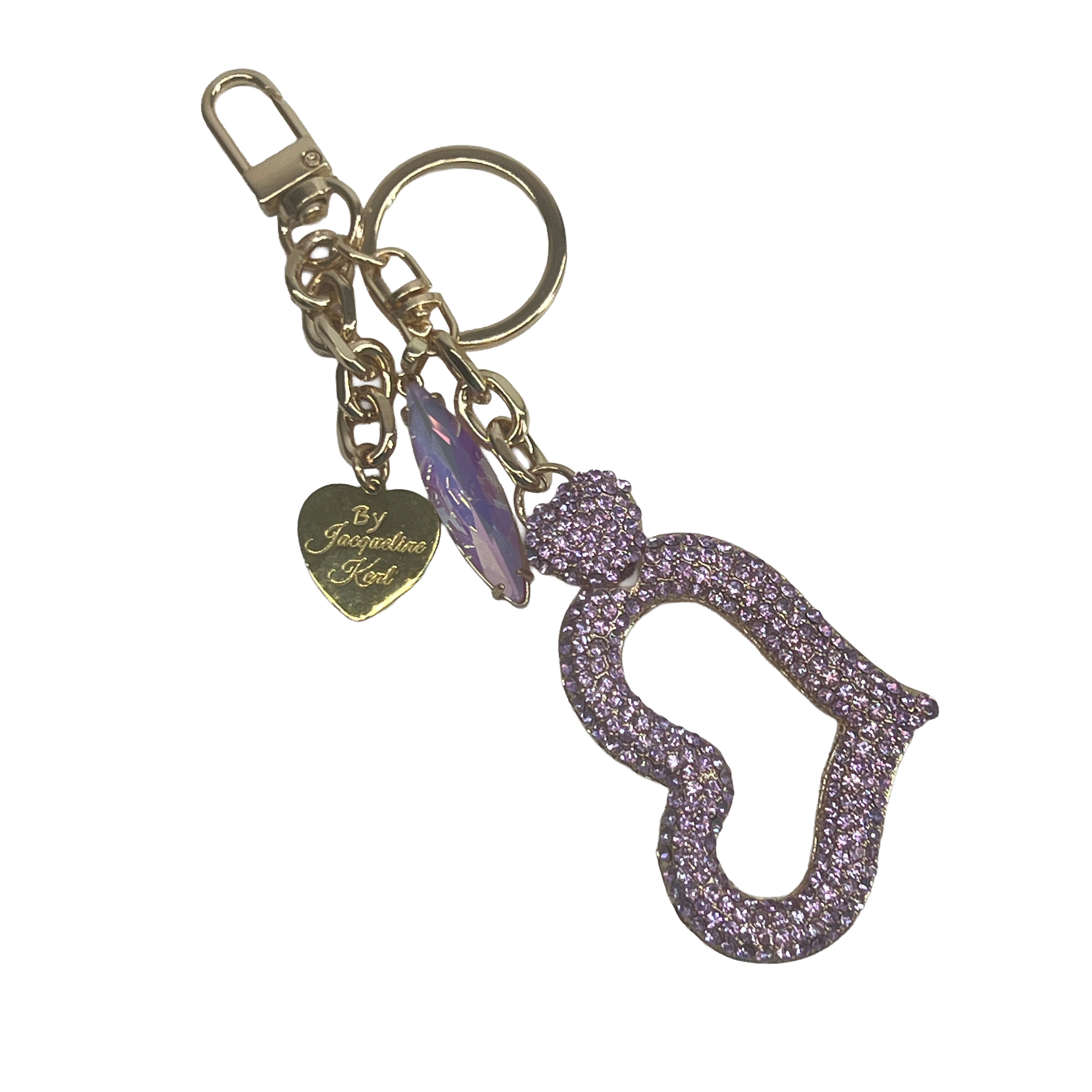 PURSE CHARM HEART GOLD PURPLE