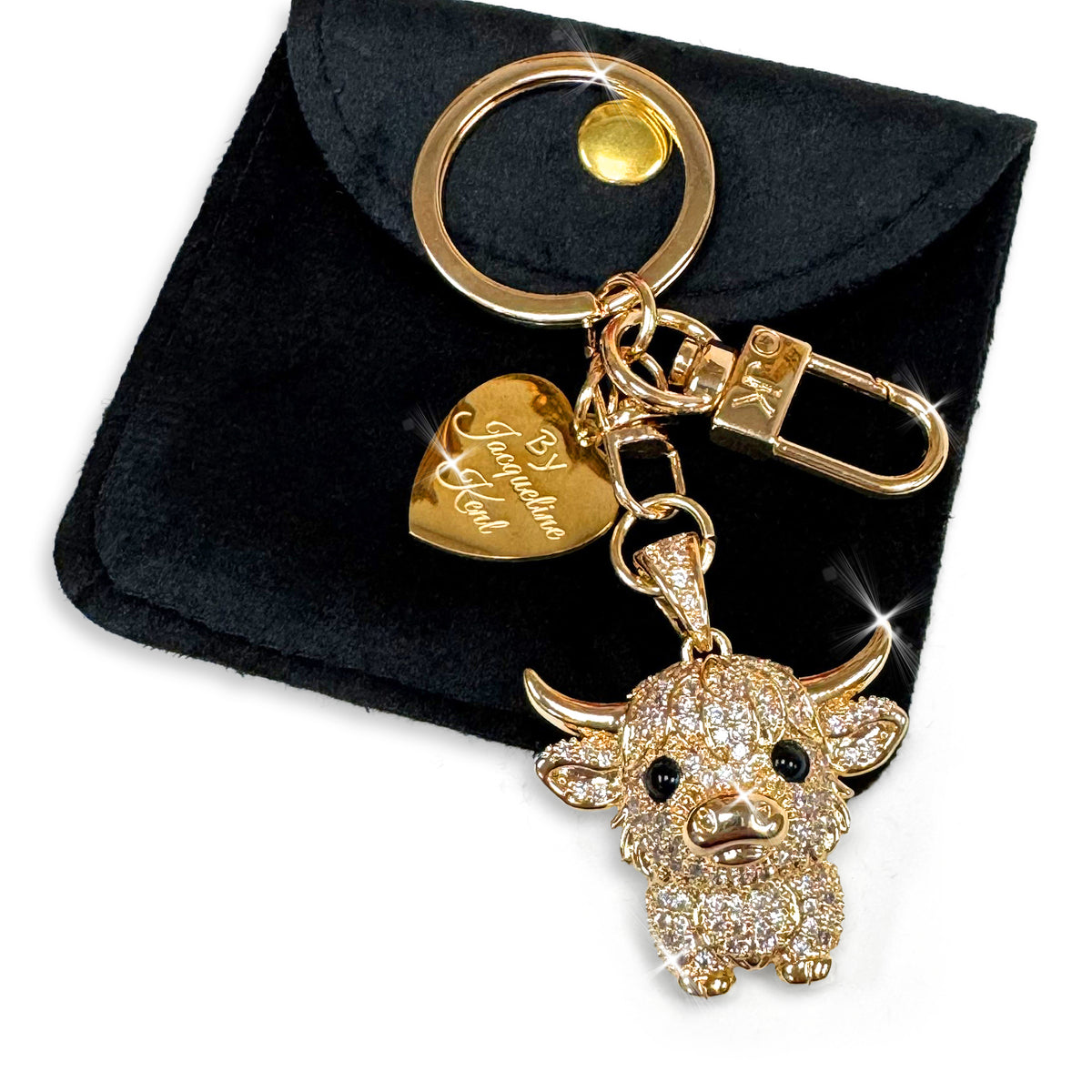 PURSE CHARM CRYSTAL COW GOLD
