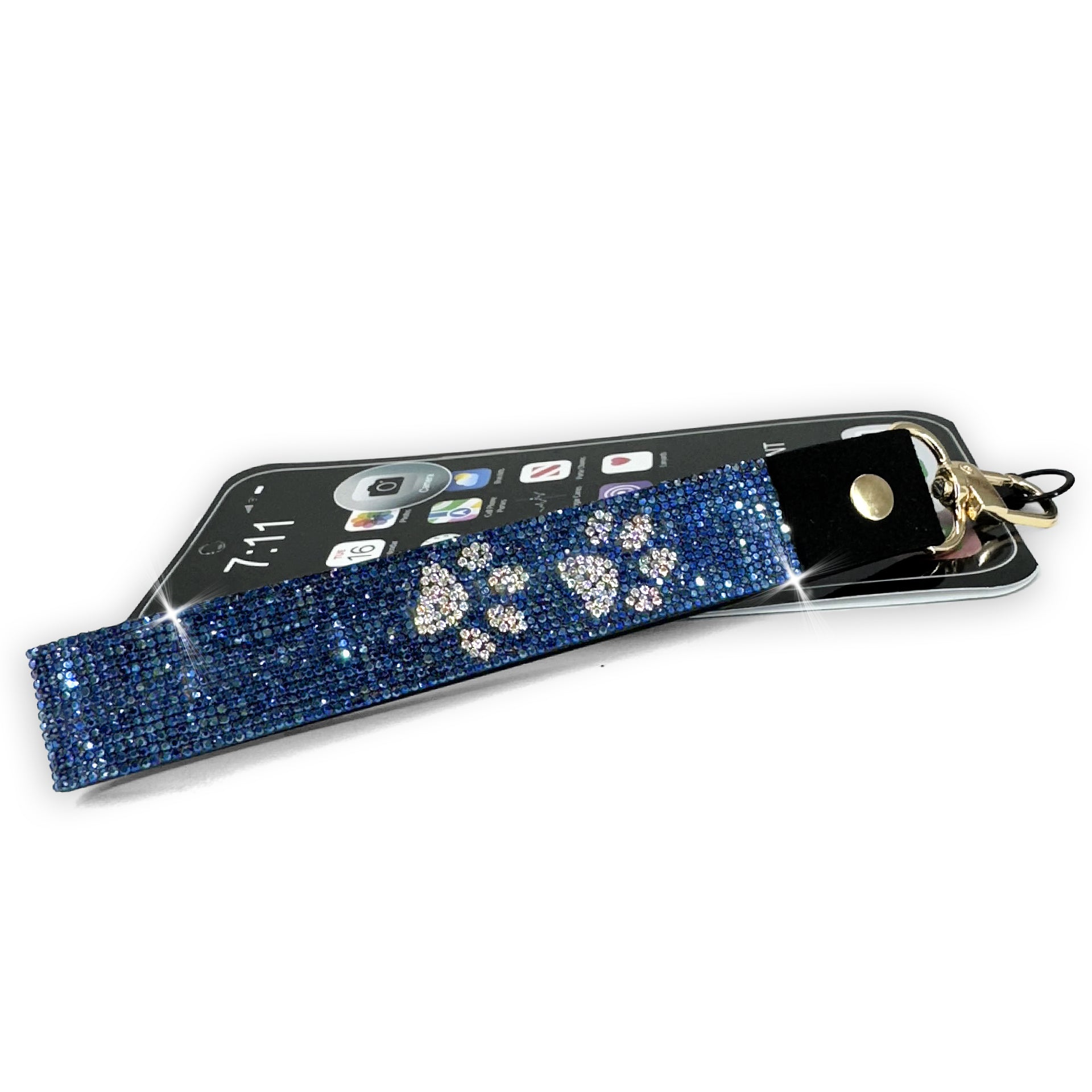 Silver Black Paw Phone Lanyard
