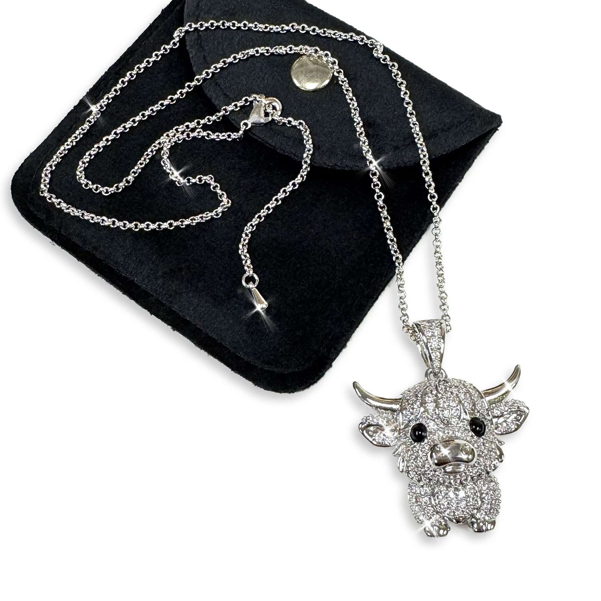 NECKLACE CRYSTAL COW SILVER