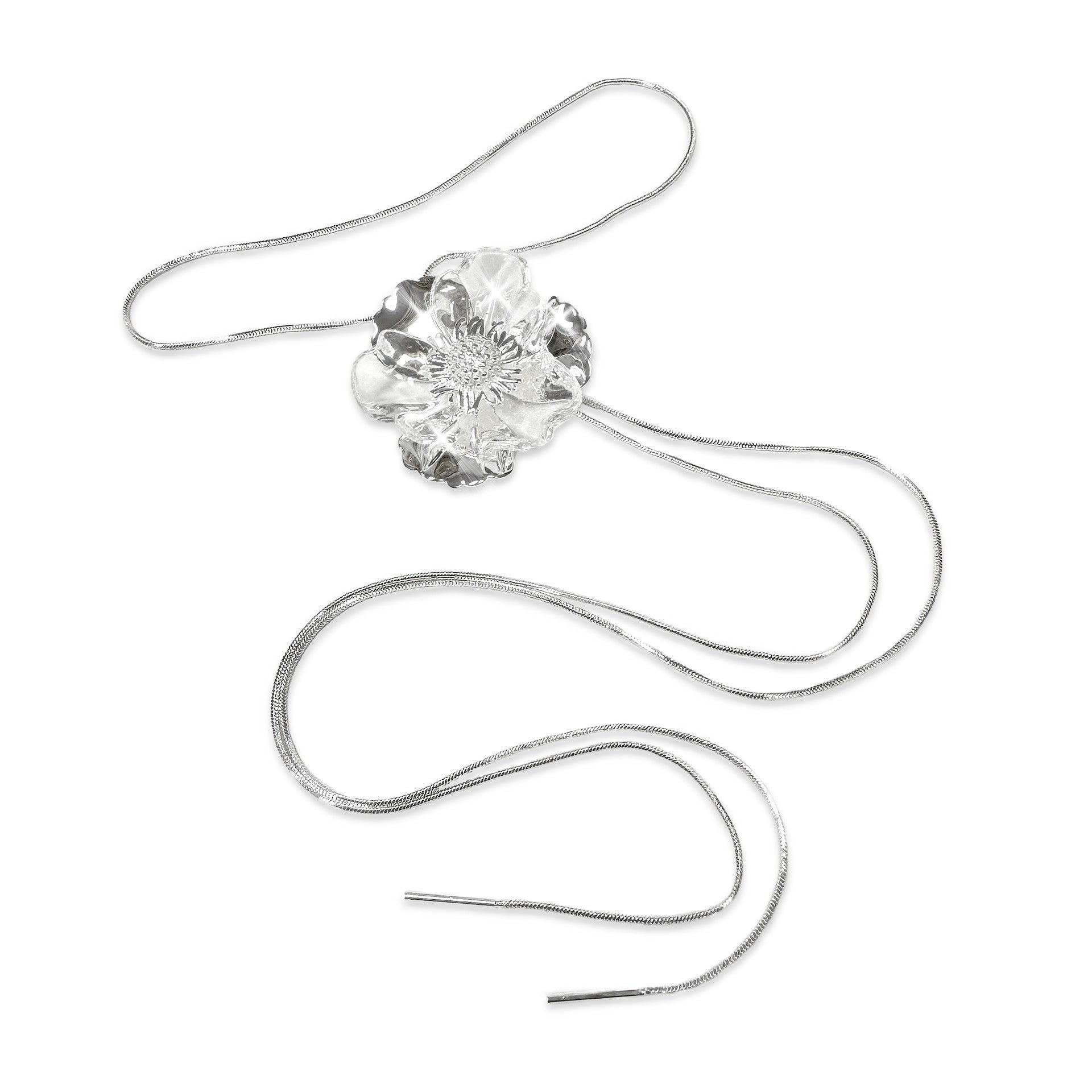 Jacqueline Kent Necklace Lariat Flower Silver