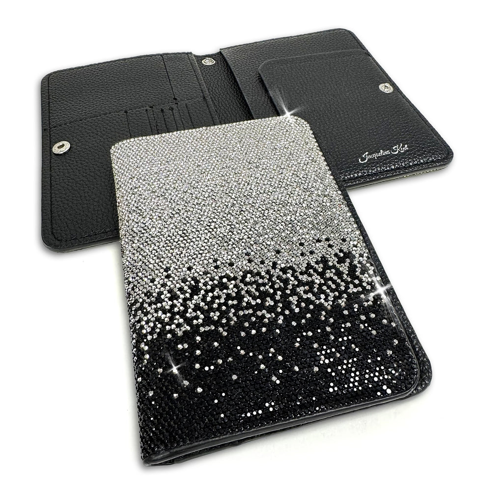 FLOWER POWER PASSPORT HOLDER BLACK OMBRE