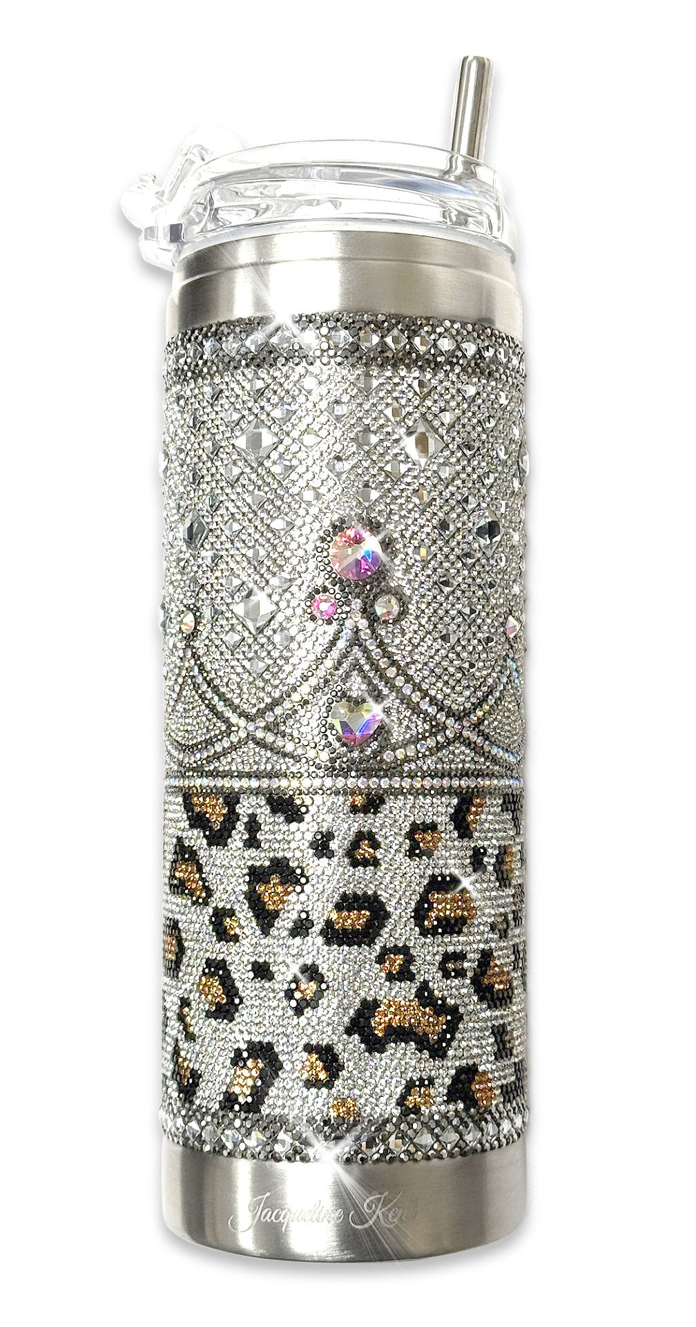 Jacqueline Kent Crowned Crystal Tumbler Mindy's Leopard Crown