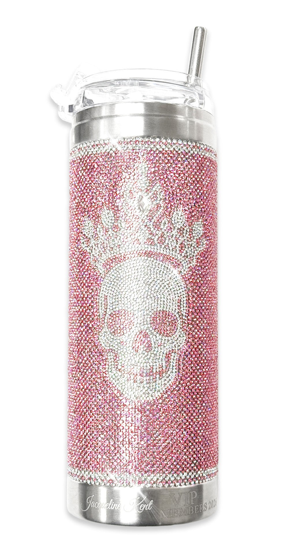 CRYSTAL TUMBLER SUGAR SKULL PINK SILVER