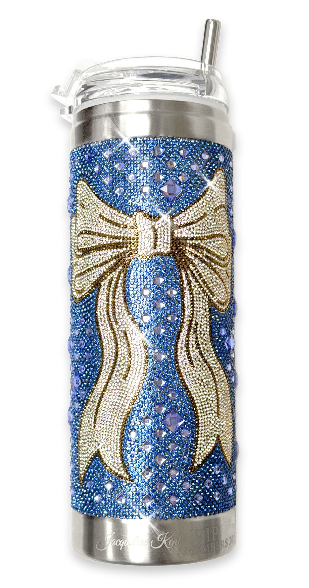 CRYSTAL TUMBLER LIGHT BLUE  BOW