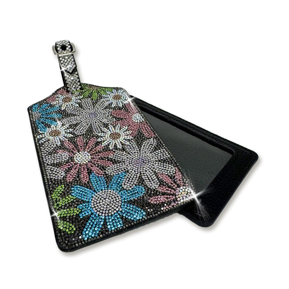 FLOWER POWER LUGGAGE TAG HEMATITE