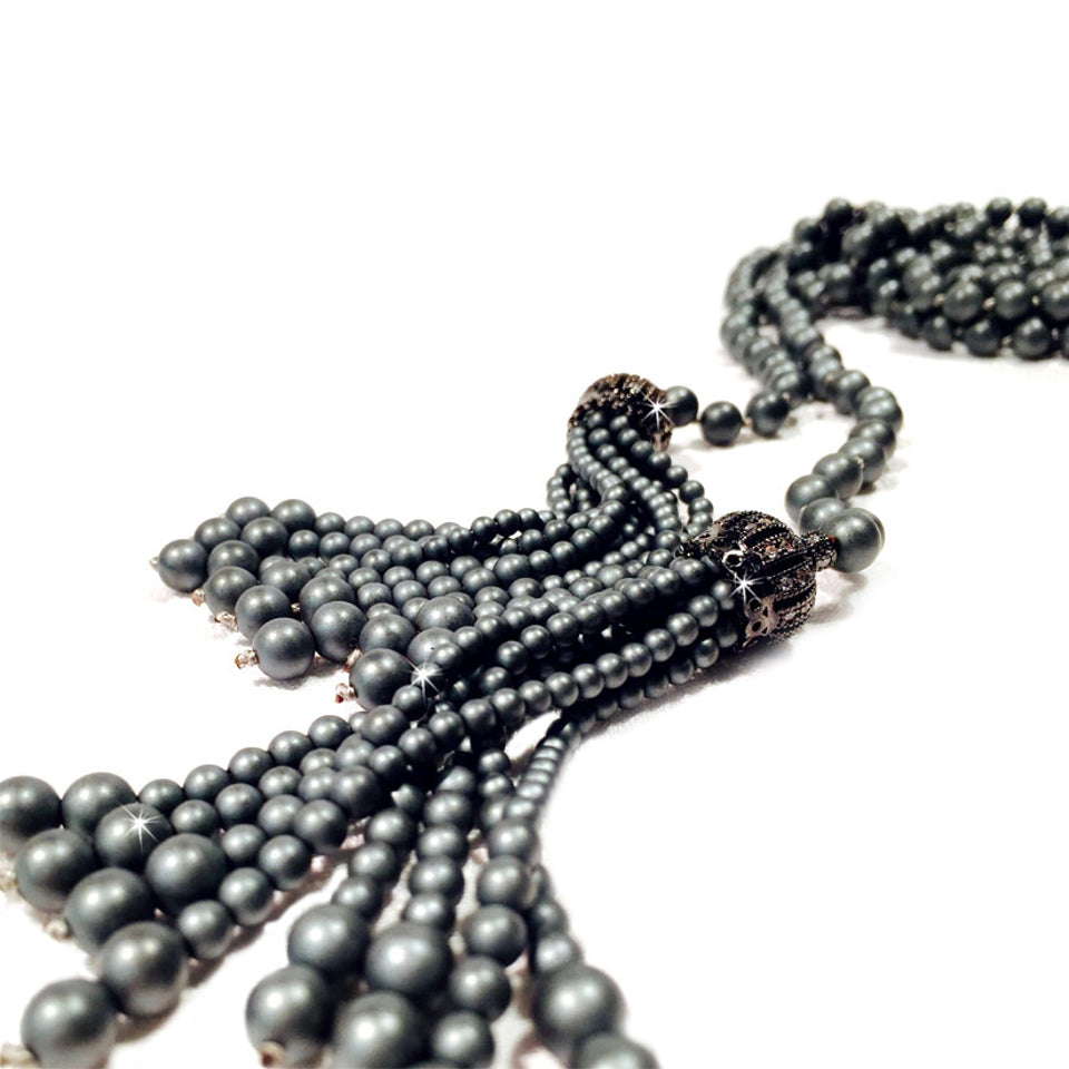 NECKLACE TASSEL ROPE HEMATITE