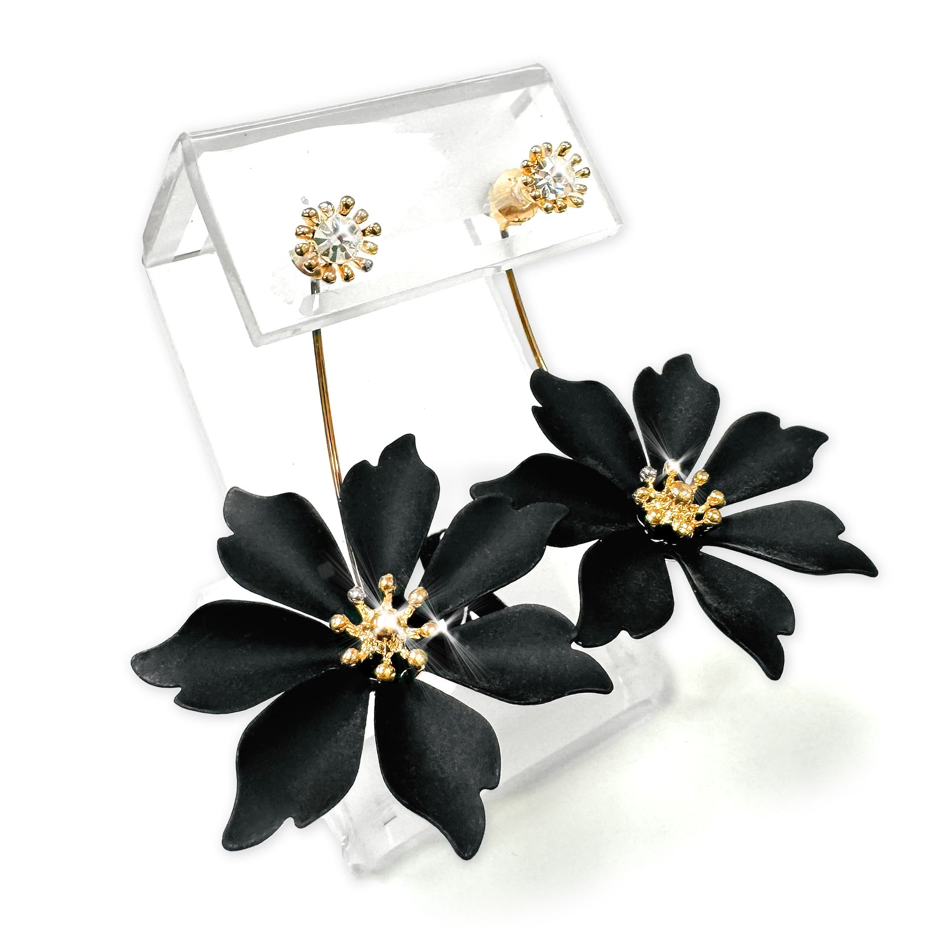 Jacqueline Kent Black Flower Dangle Earrings