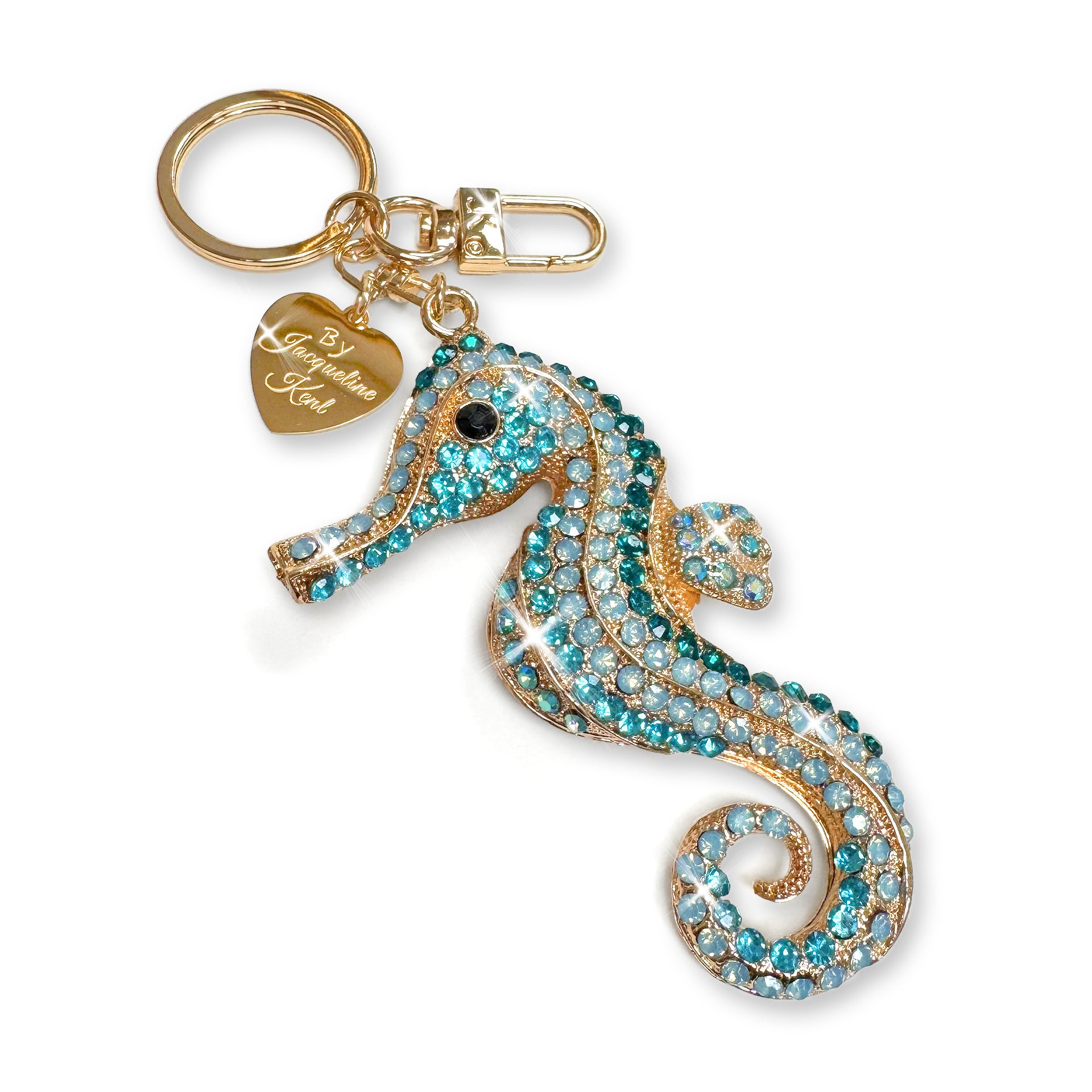 PURSE CHARM SEAHORSE GOLD BLUE