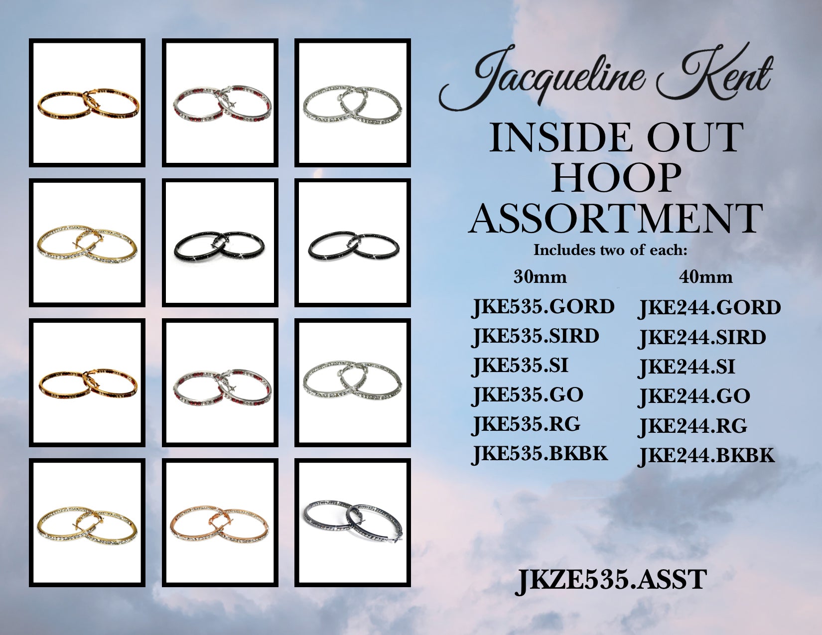 CRYSTAL INSIDE OUT HOOP ASSORTMENT