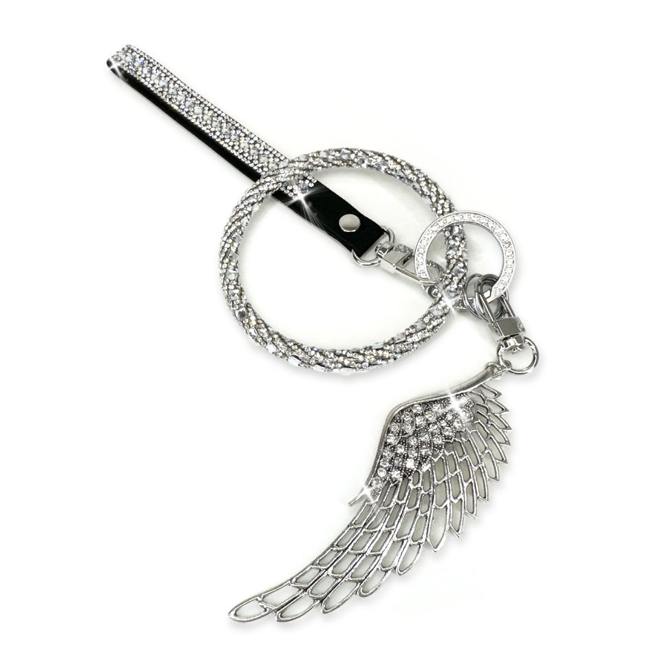 KEYCHAIN JEWELED LARGE ANGEL WING