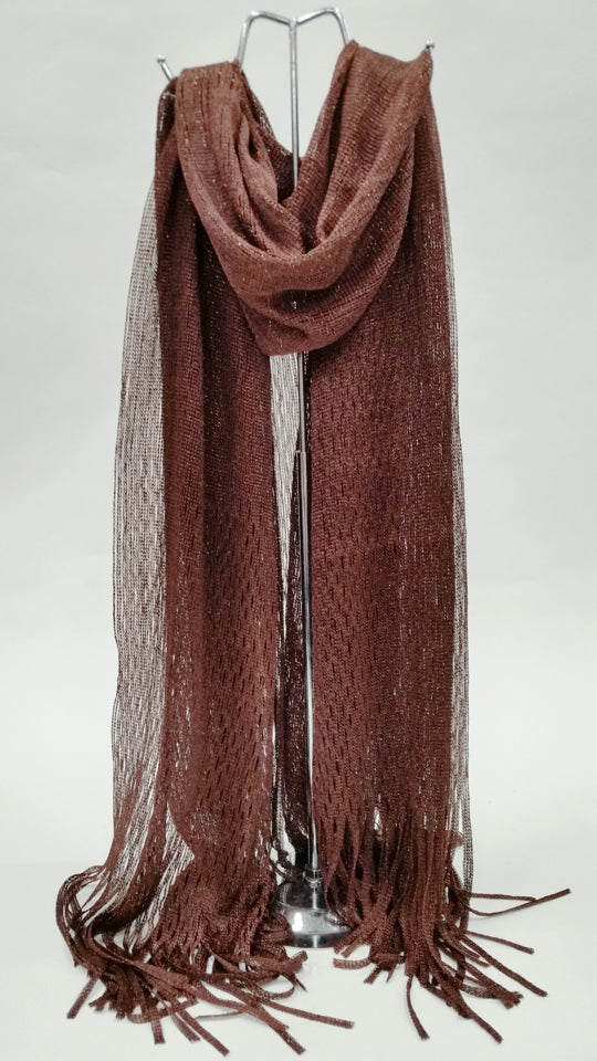 SCARF EYELET SPARKLE BROWN