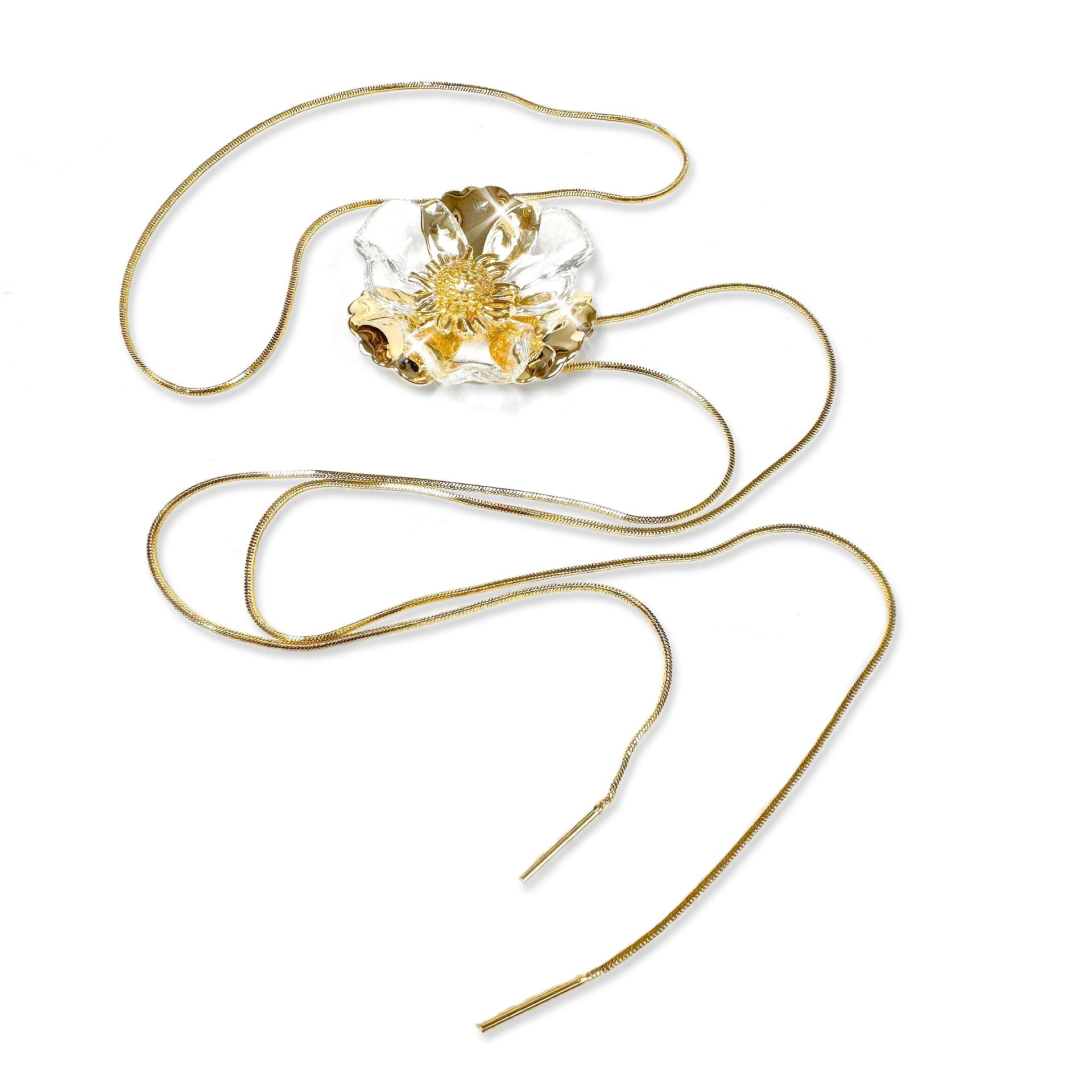 Jacqueline Kent Necklace Lariat Flower Gold