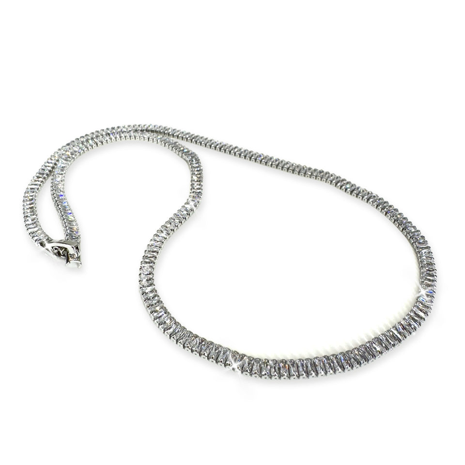 NECKLACE SMALL BAGUETTE TENNIS SILVER