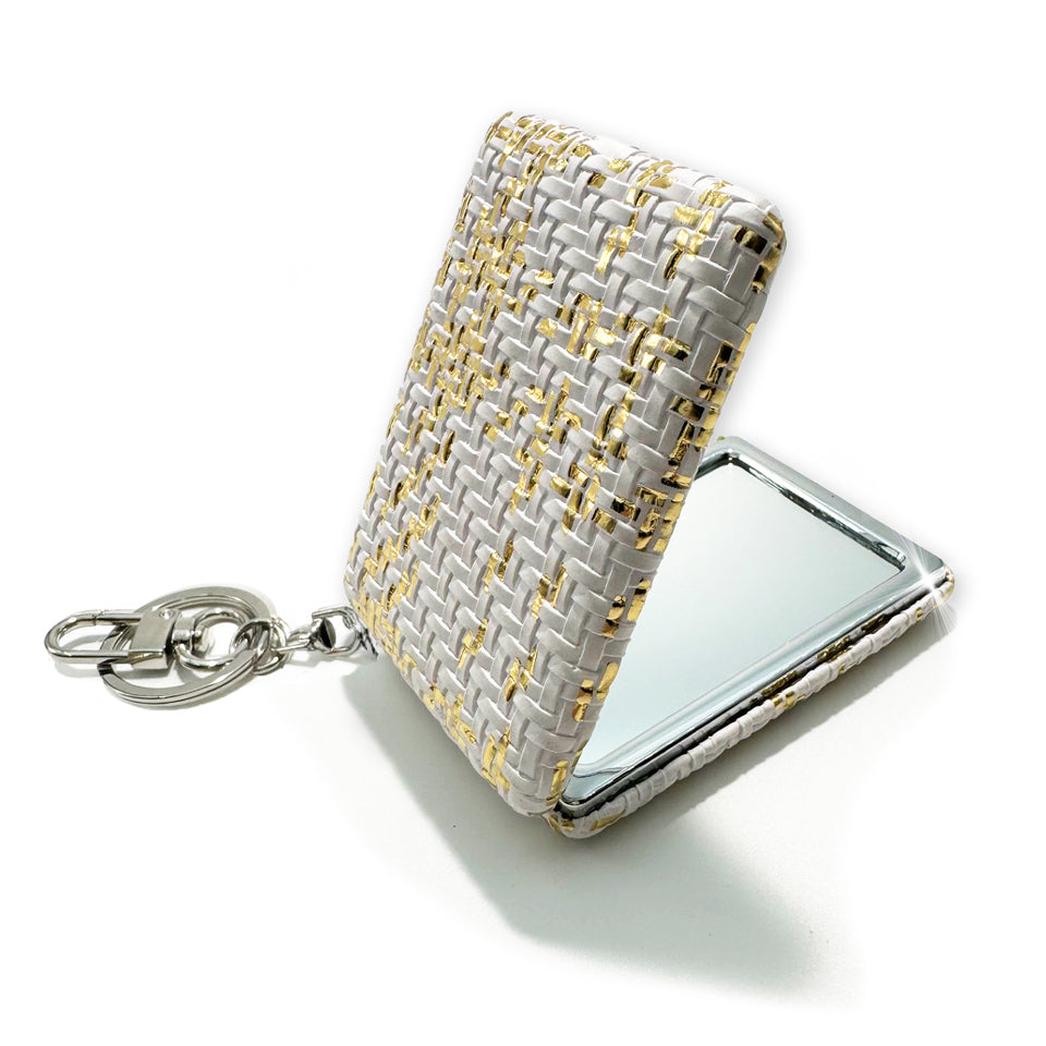 LUX COMPACT MIRROR KEYFOB WHITE GOLD