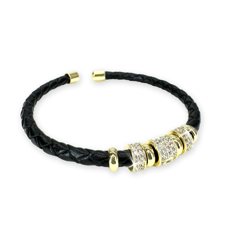 BRACELET BRAIDED FLEX BEAD BLACK