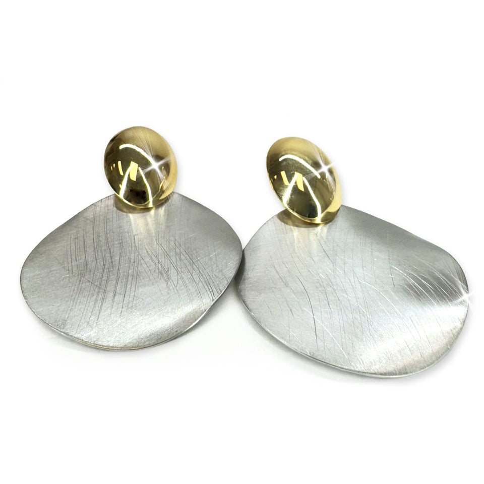 EARRING MIX METAL ROUND SILVER GOLD