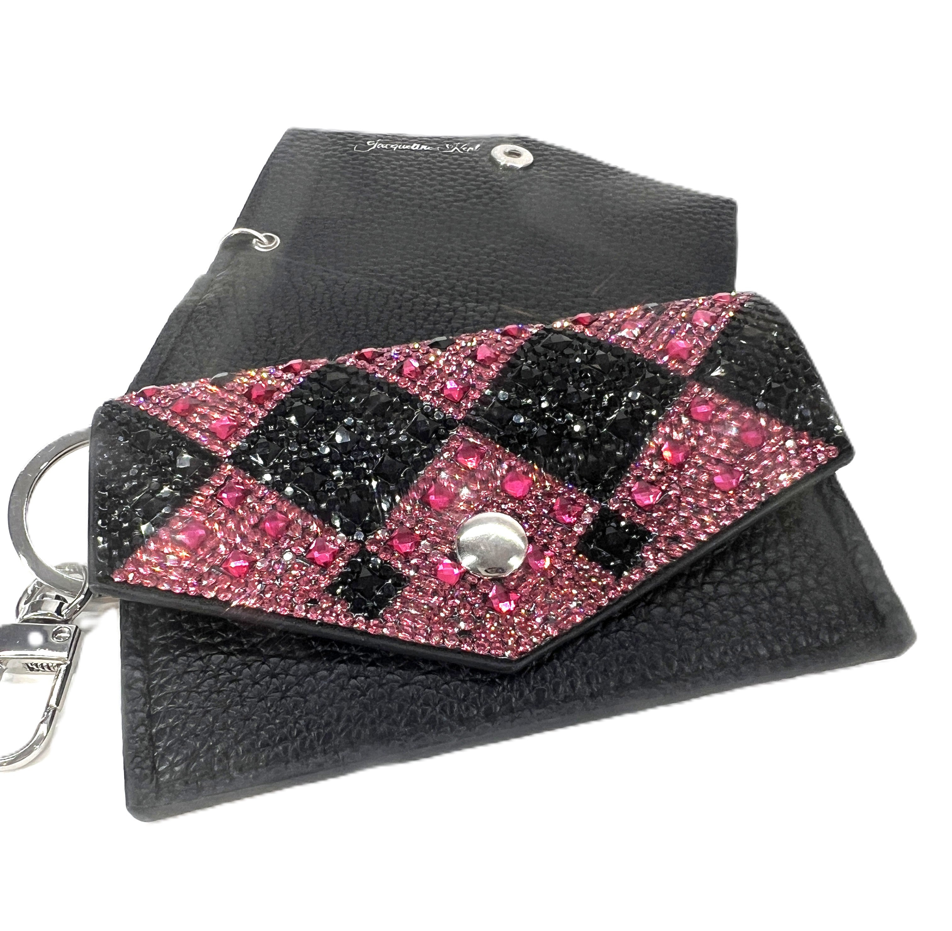 REBEL ROSE COLLECTION CARD WALLET PINK BLACK