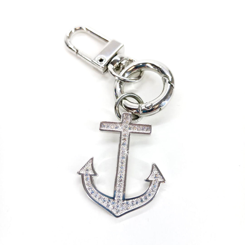 KEYCHAIN CRYSTAL ANCHOR SILVER