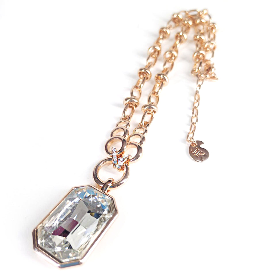 NECKLACE ROCK ON ROSE GOLD CLEAR