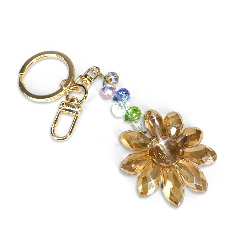 CRYSTAL DAISY KEYCHAIN AMBER