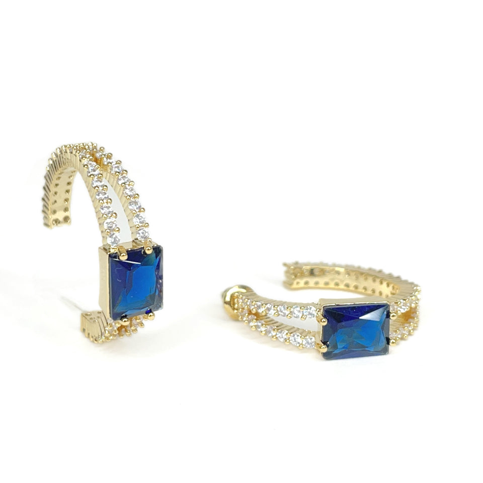 EARRING GOLD BLUE HOOP