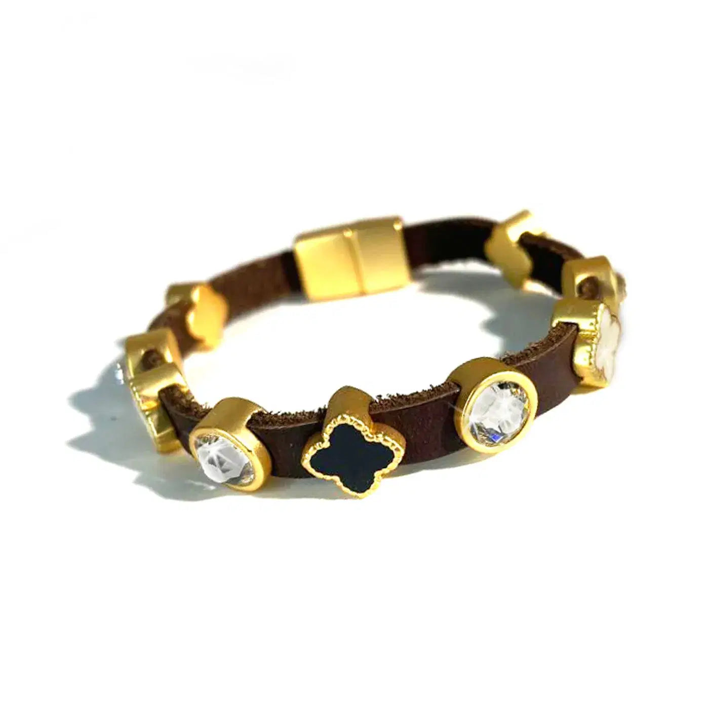 BRACELET LEATHER SLIDE BROWN