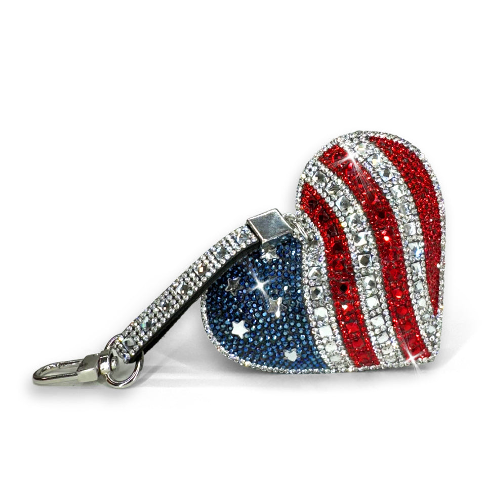 HEART PURSE CHARM RED WHITE BLUE