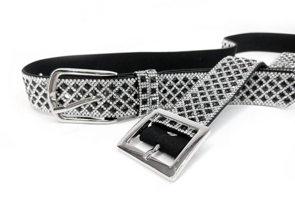 BUBBLES & BLING BELT & EXTENDER ARISTOCRAT SILVER BLACK