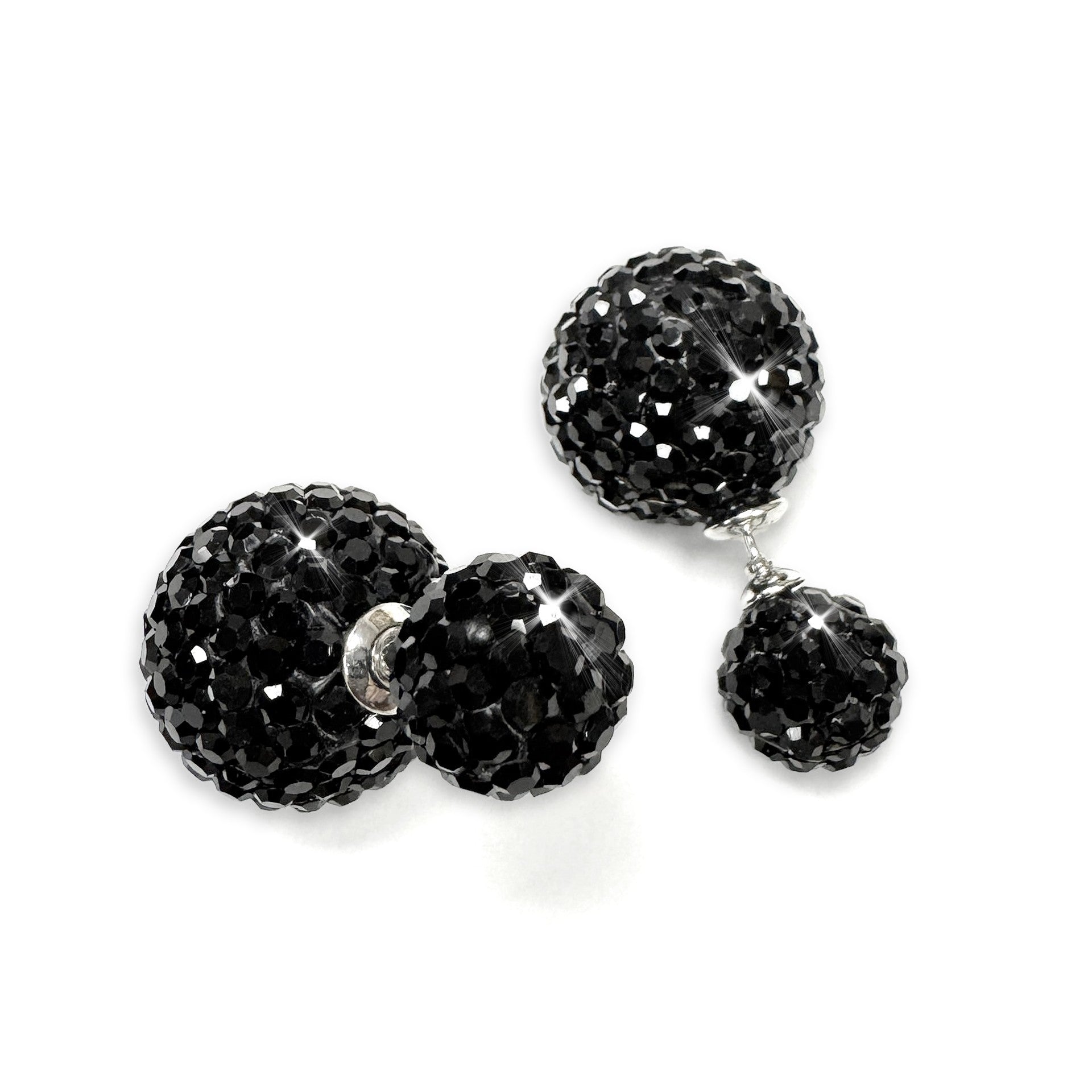 Jacqueline Kent Double Bubble Crystal Earrings Black