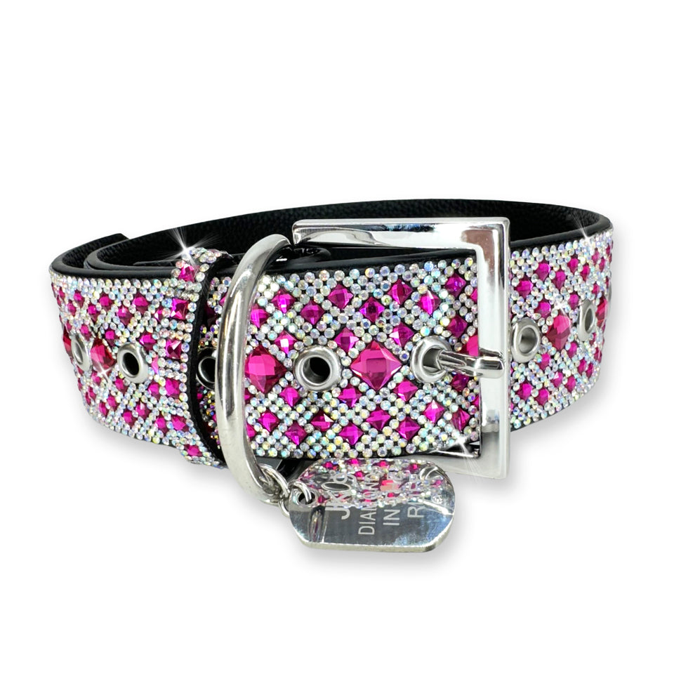 CHOCOLAT ROSÉ COLLECTION PINK SILVER DOG COLLAR LARGE