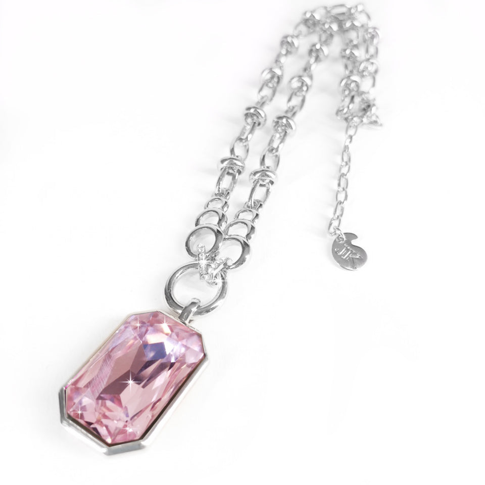 NECKLACE ROCK ON SILVER PINK