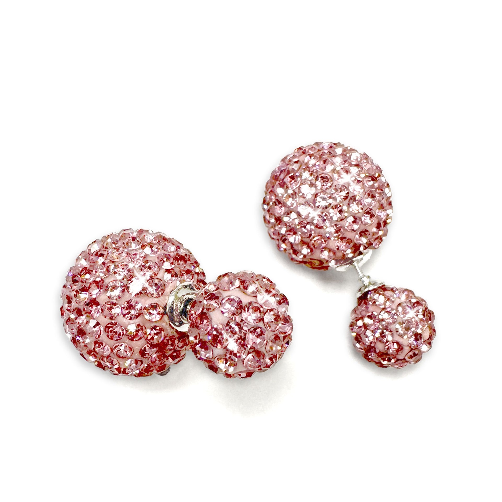 EARRING DOUBLE BUBBLE CRYSTAL PINK