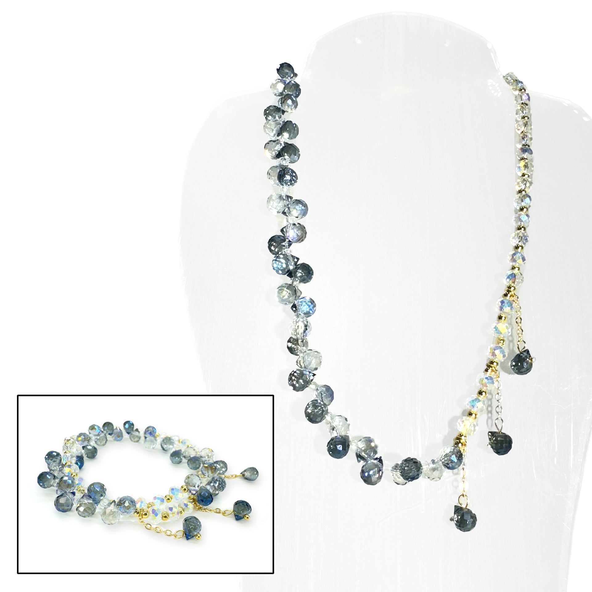 BRACELET CRYSTAL 2 IN 1 BLUE