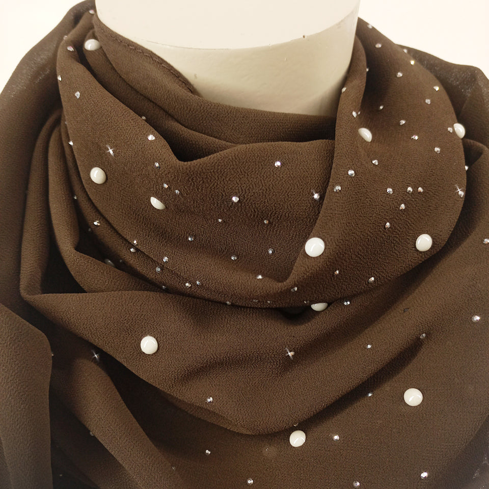 SCARF EMBELISHED SUGARED ESPRESSO