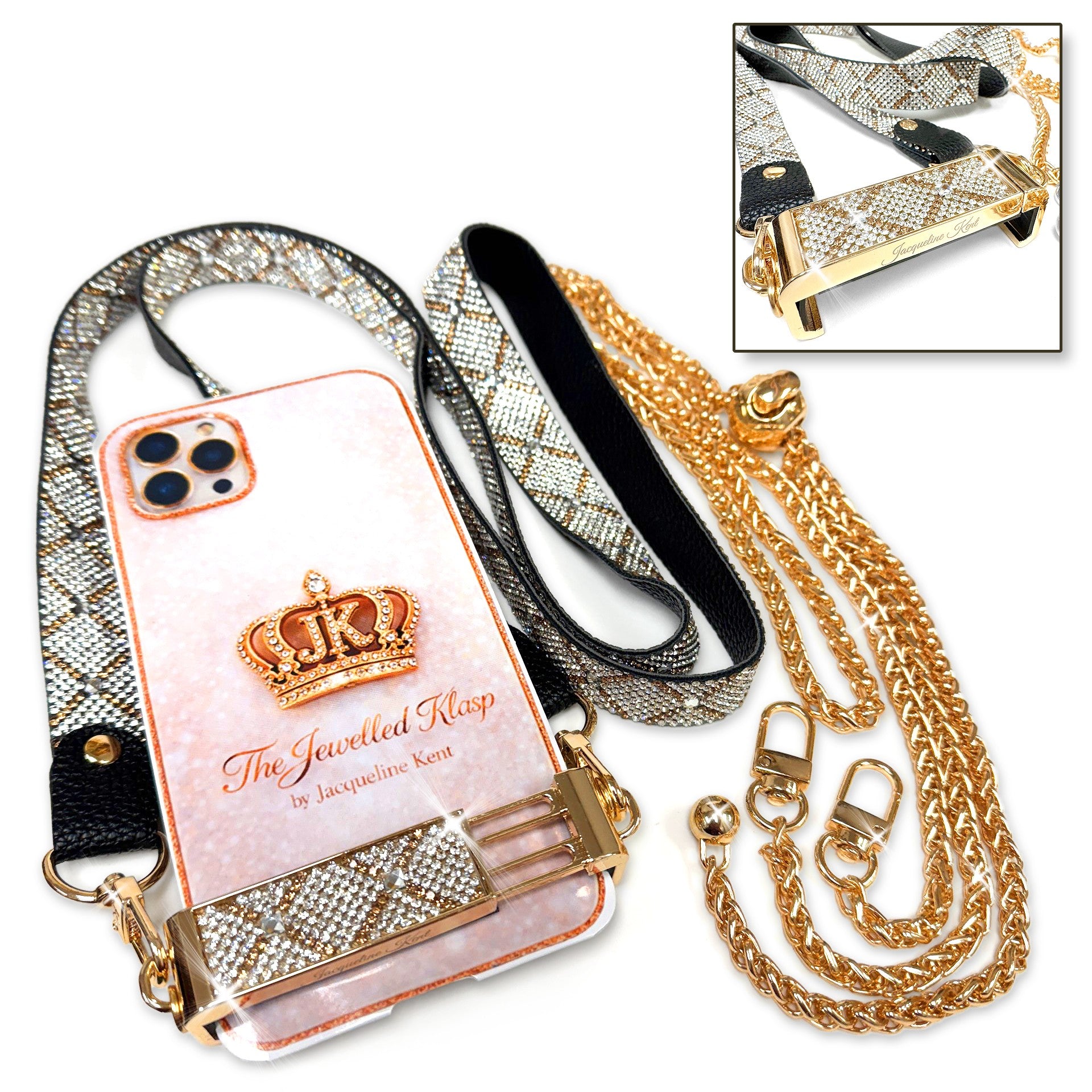 Jewelled Klasp Lanyard – Gold & Silver