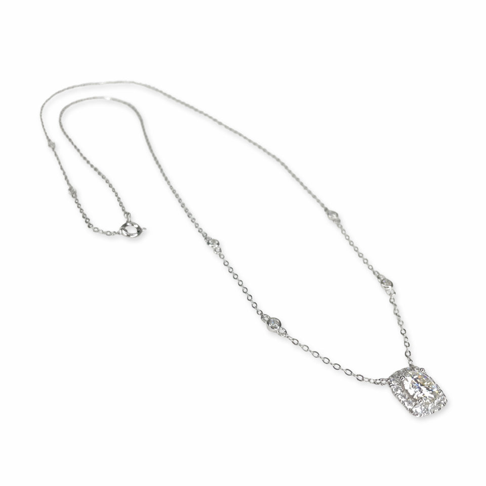 NECKLACE CRYSTAL SQUARE SILVER