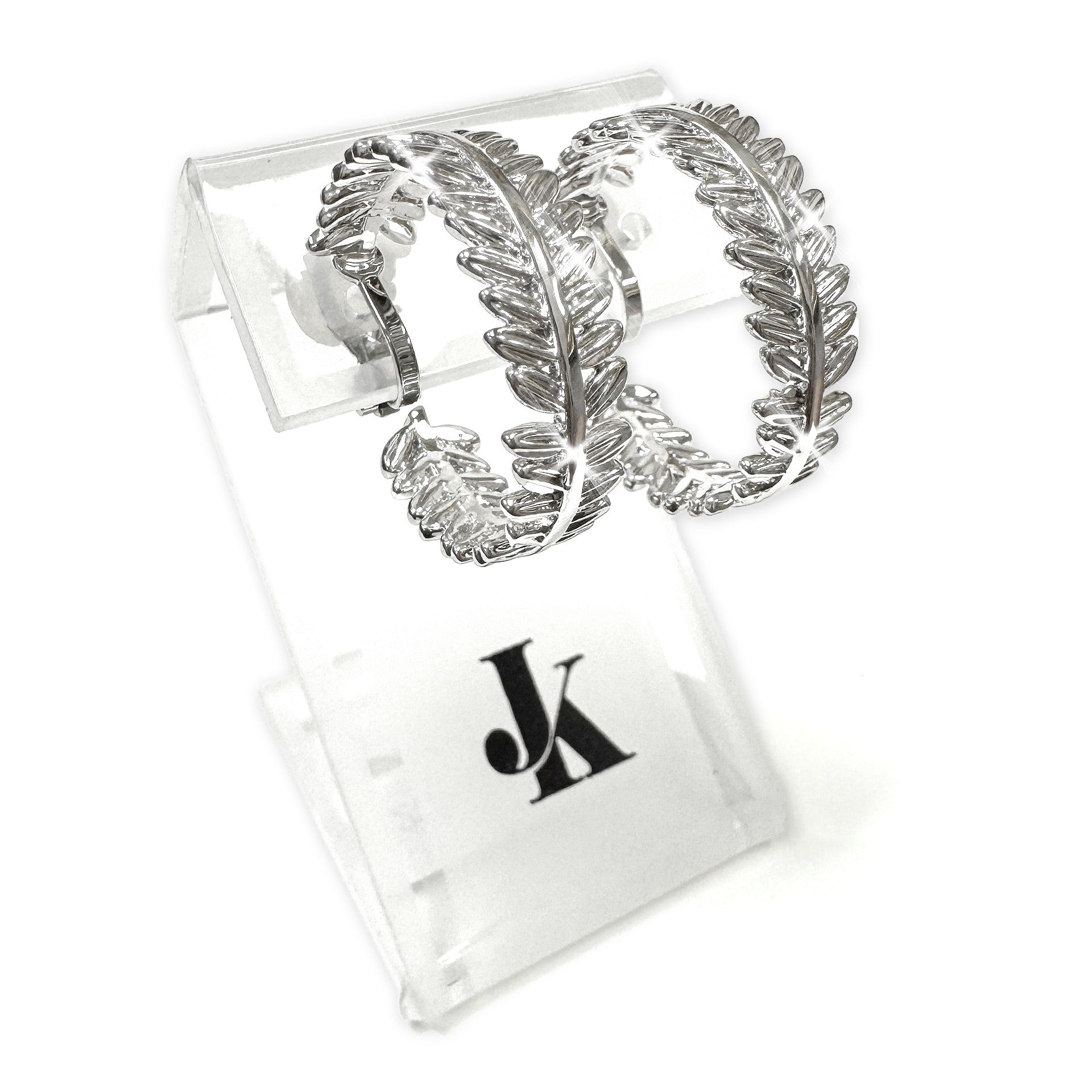Jacqueline Kent Silver Laurel Wreath Hoop Earrings