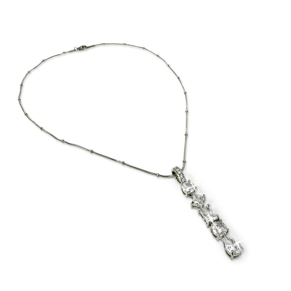 NECKLACE SHAPES CRYSTAL DROP SILVER