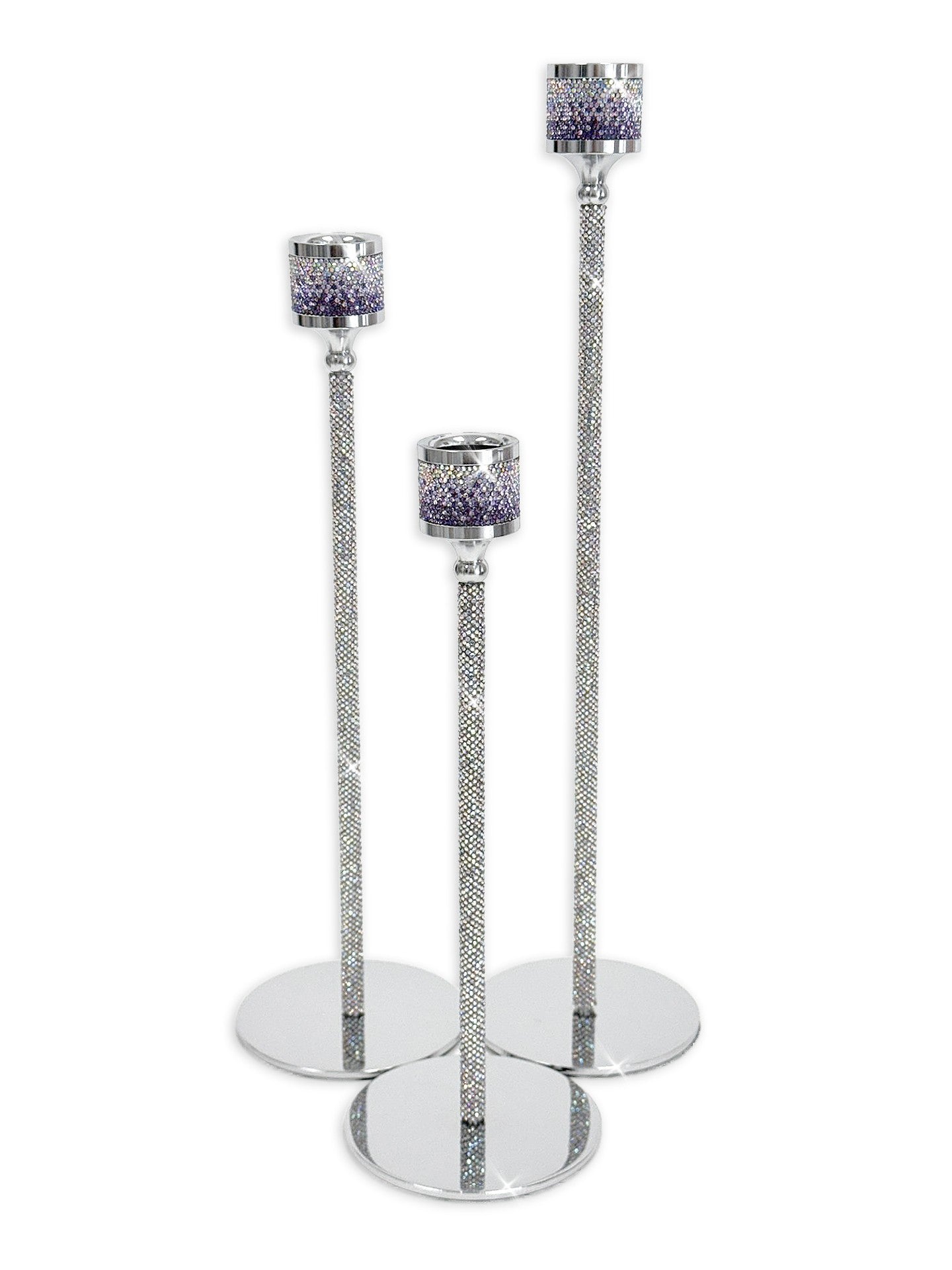 CANDLE STICK PURPLE AB SET OF 3