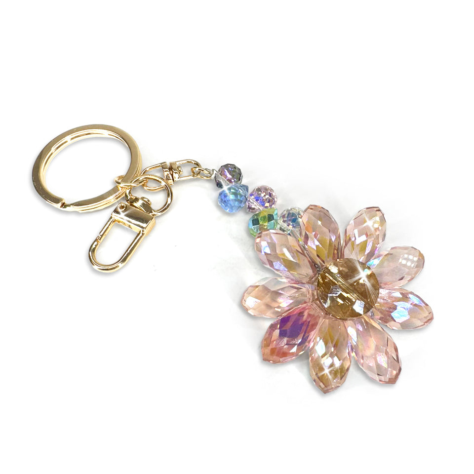 CRYSTAL DAISY KEYCHAIN PINK