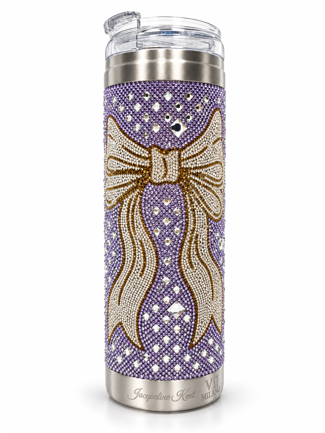 CRYSTAL TUMBLER PURPLE BOW