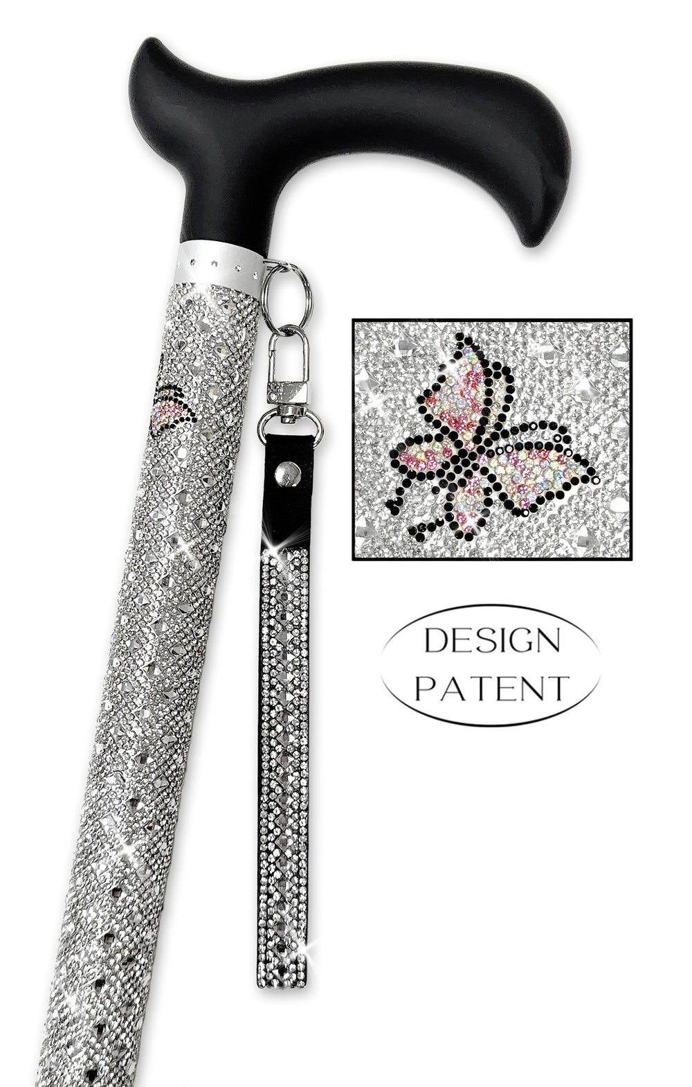 Jacqueline Kent Butterfly Sugar Cane – Rhinestone Adjustable Cane