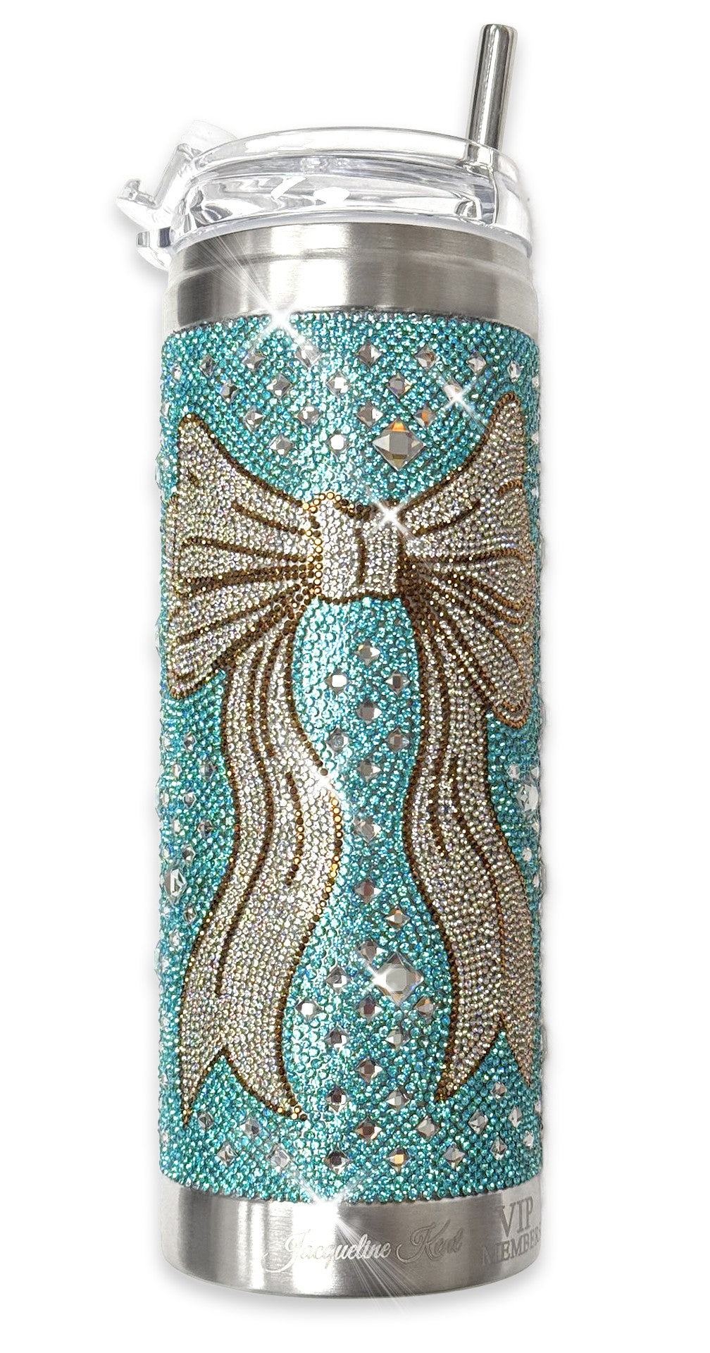 CRYSTAL TUMBLER TURQUOISE  BOW